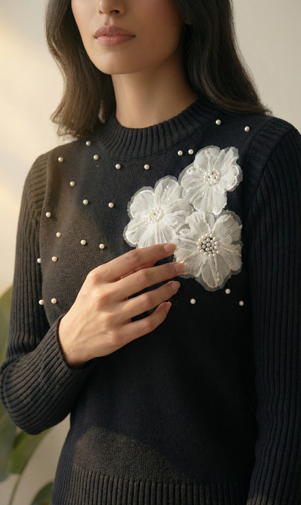 Pearl Petal Layered Dress & Floral Vest Set