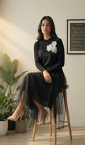 Pearl Petal Layered Dress & Floral Vest Set