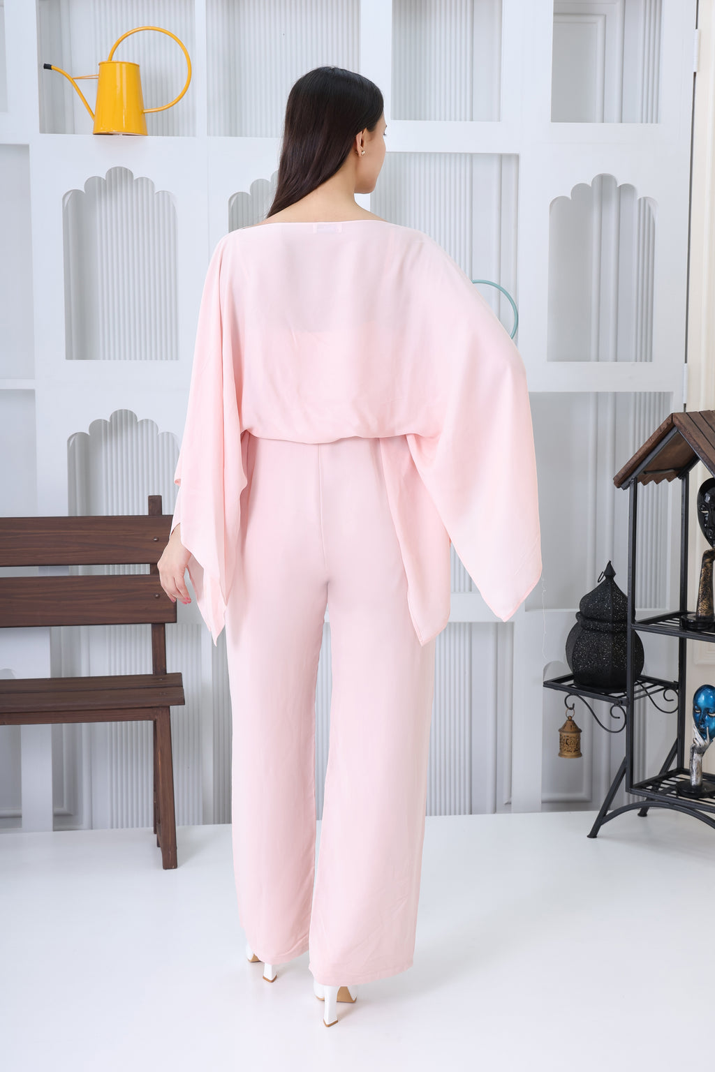 Blush Cape-Style Jumpsuit