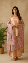 Ethereal Pastel Peach Kurta Set with Luxe Dupatta
