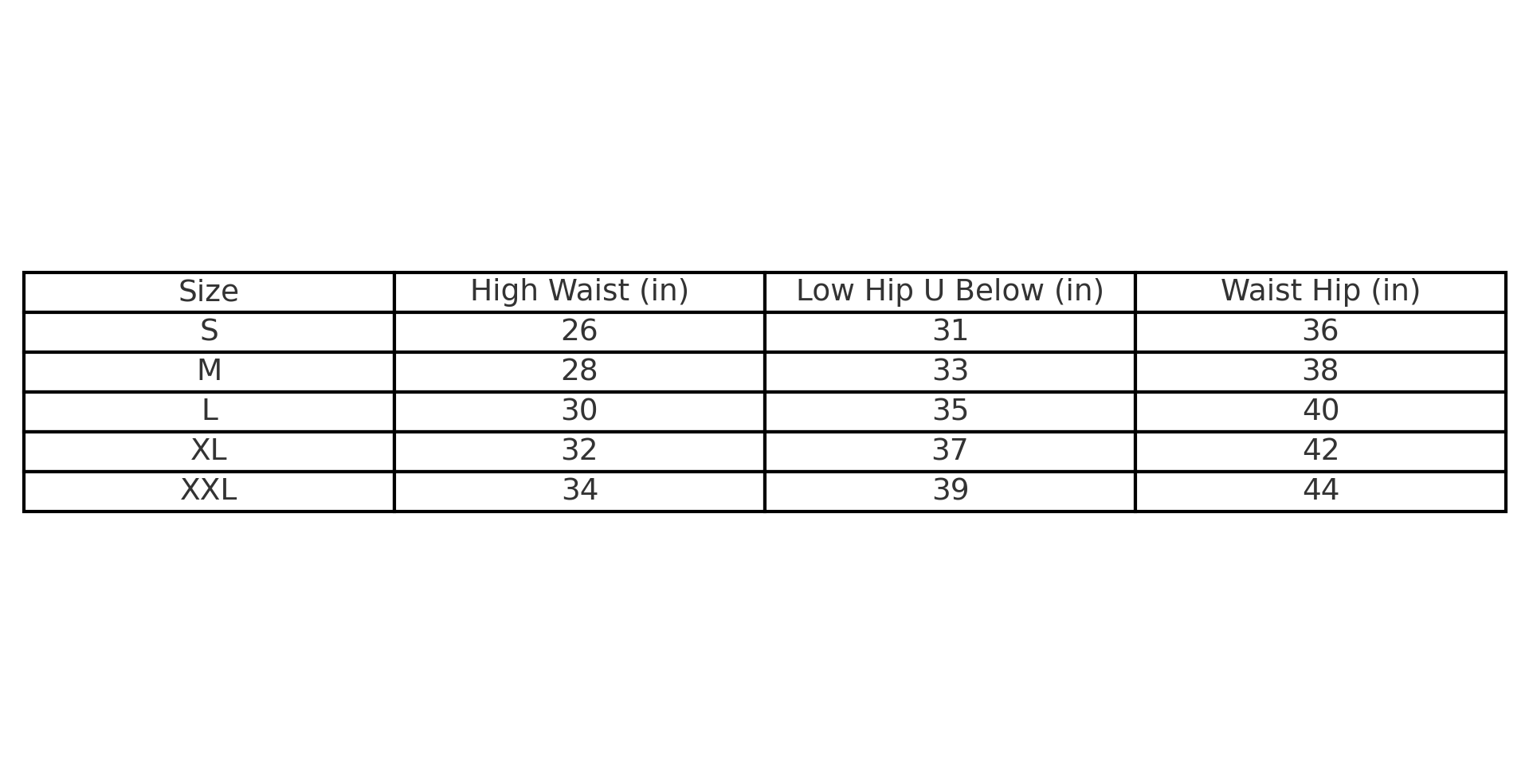 Palazzo Size Chart