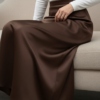 Signature Smooth Brown Satin Skirt