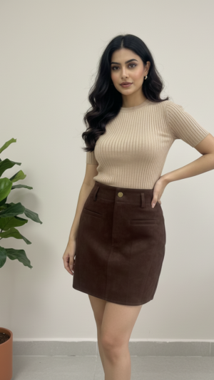 Chocolate Suede Comfort Skort