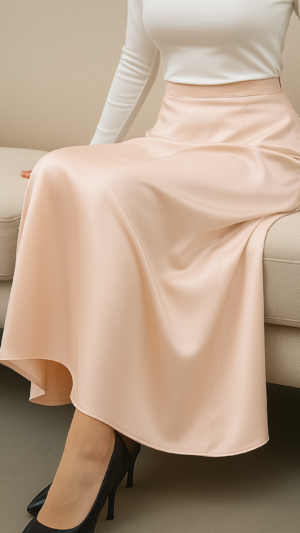 Signature Smooth Peach Satin Skirt