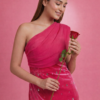 Fuchsia One-Shoulder Velvet Dress